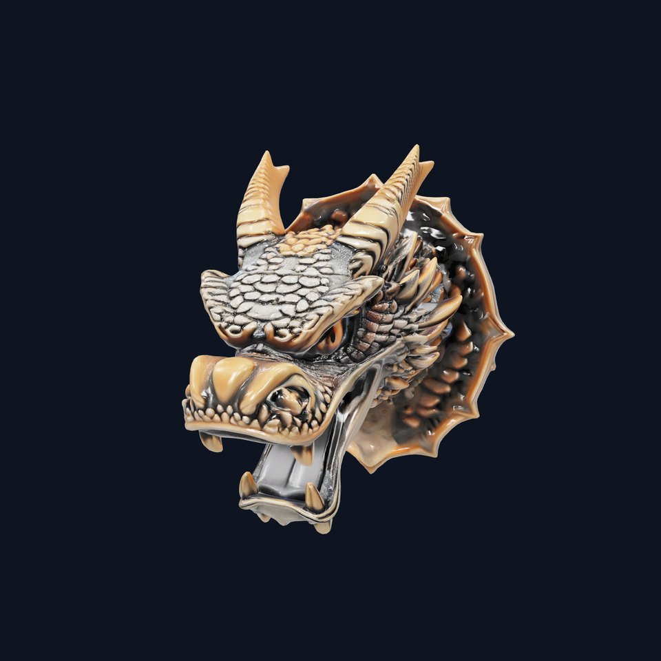 Bronze Dragon Head Door Handle Sculpture model pack